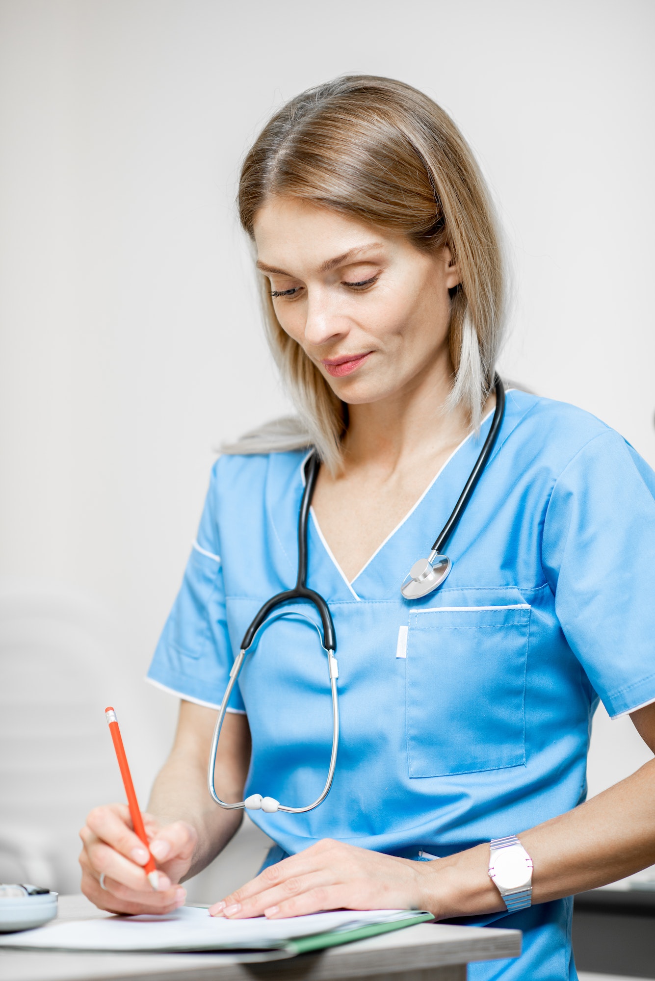 Nurse portrait during the paper work